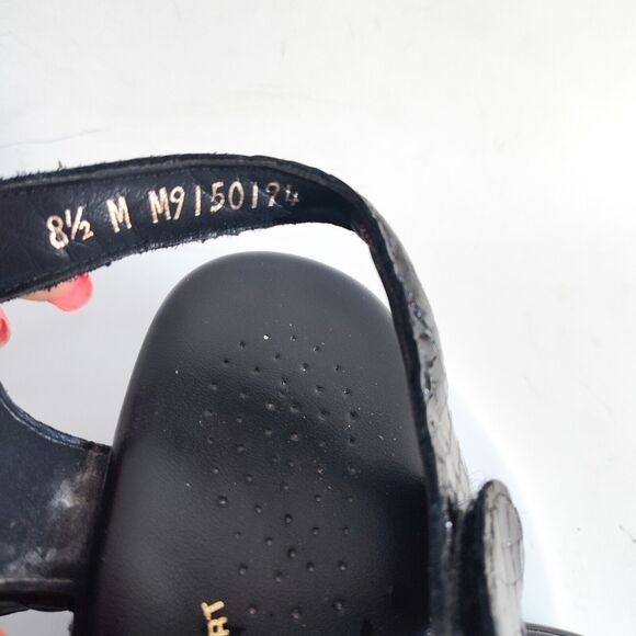 SAS Suntimer Patent Leather Tripad Comfort Black Croc Print Sandals 8.5 $155 USA - Picture 9 of 11